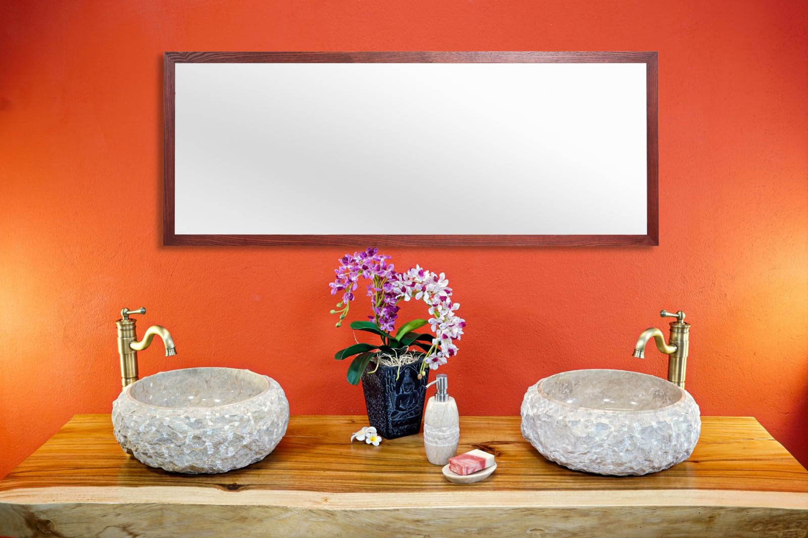 Kinaree Lavabo de mármol de piedra de Bruchstein, lavabo independiente de mármol claro (diámetro 30 cm)