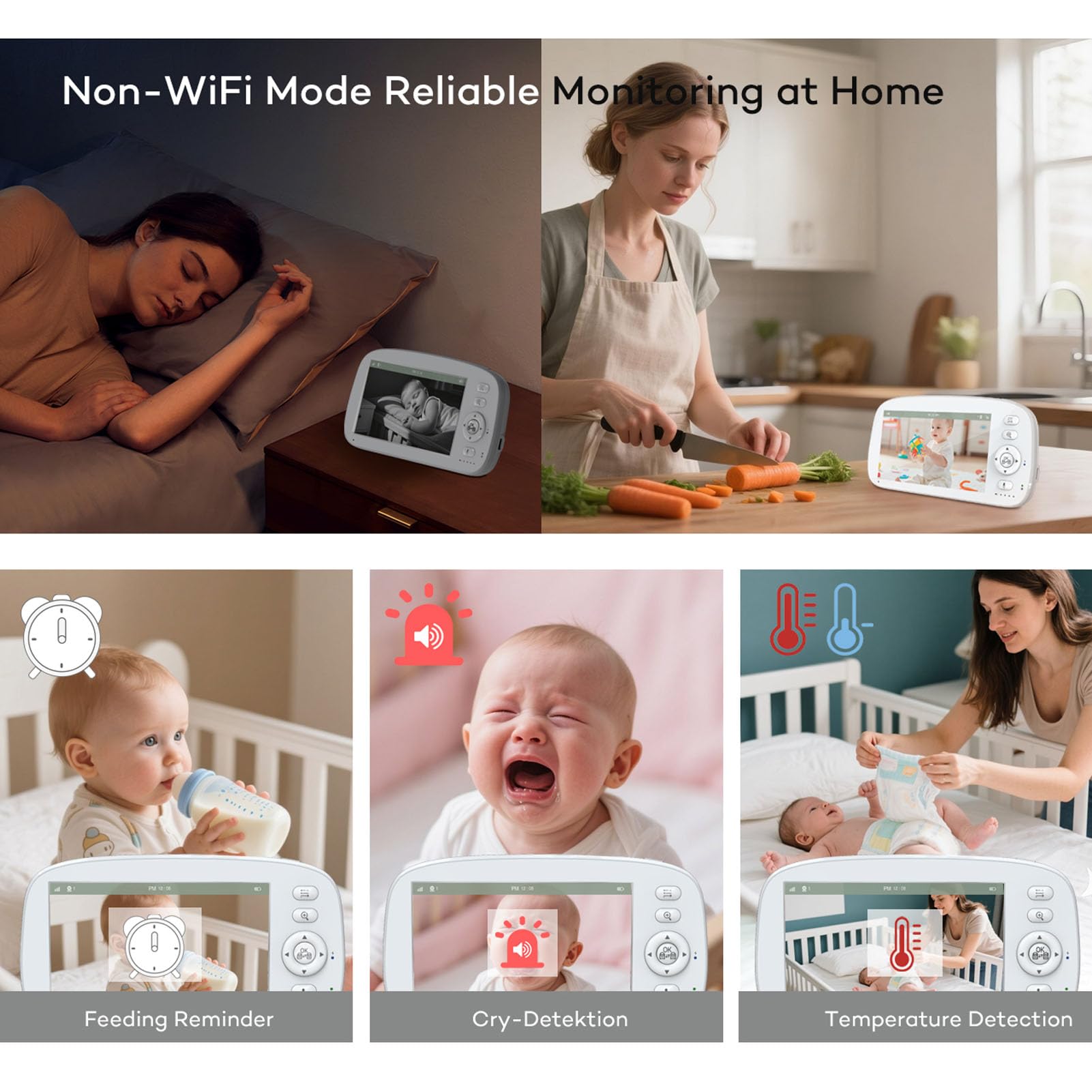 Marhynchus Moniteur bébé sans écran WiFi 720P (Prise UE 100-240V)