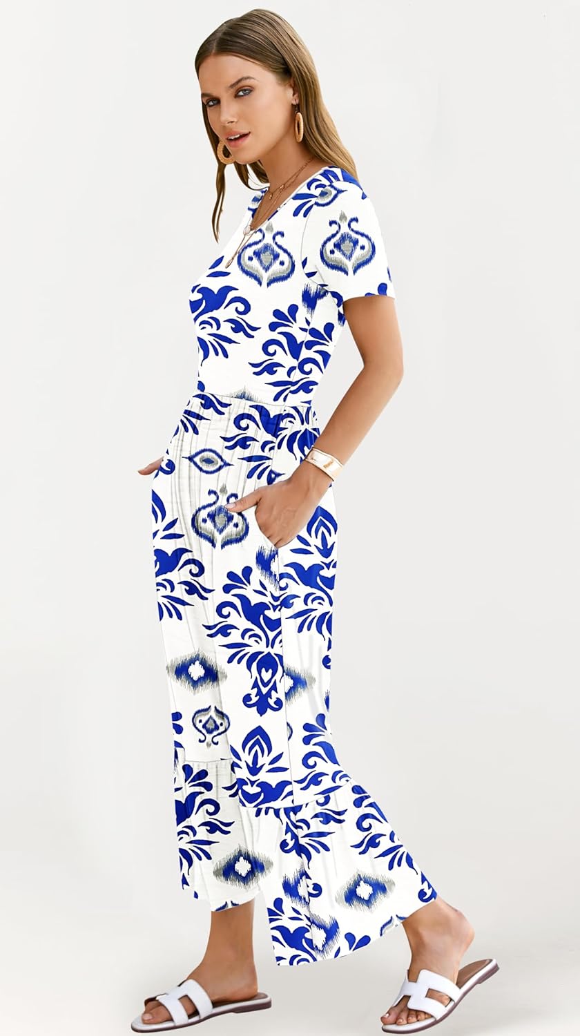 AUSELILY Womens Summer Dresses 2025 Short Sleeve Maxi Dress Crewneck Casual Sundresses with Pockets - Image 4