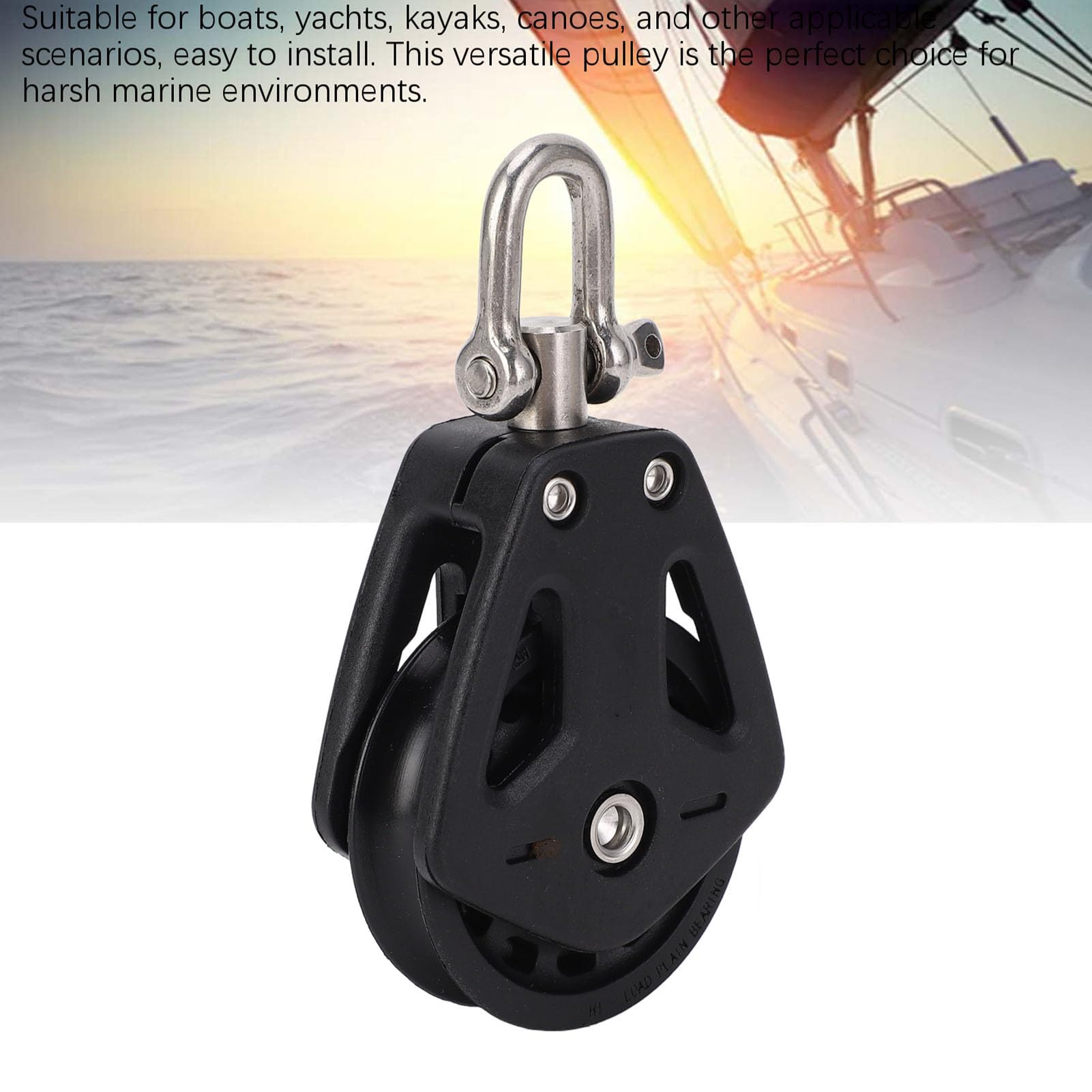 Polea Marina, Alta Capacidad de Carga, Polea de Corredor, Nylon y Acero Inoxidable para Barcos, Veleros, Yates y Actividades Náuticas