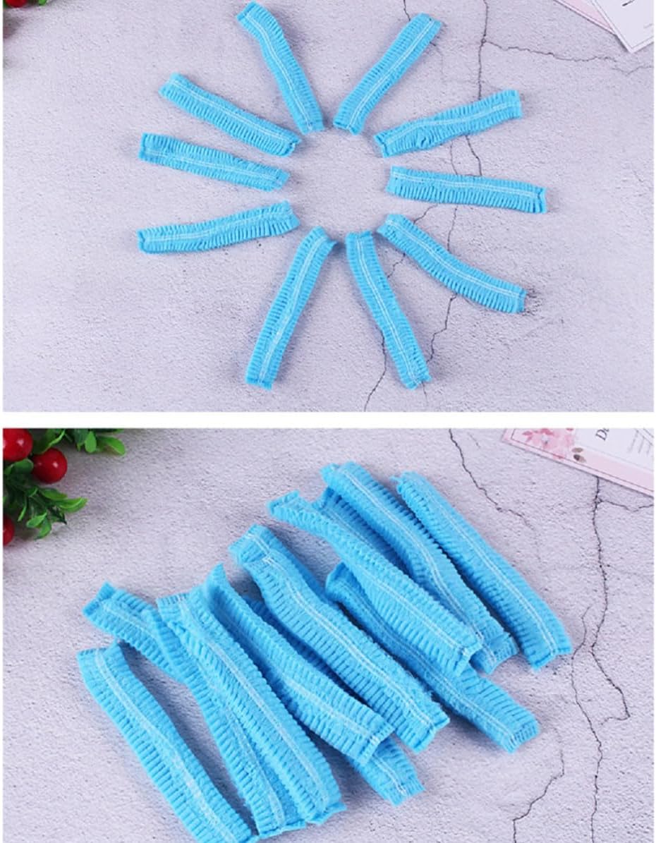200pcs Disposable Nonwoven Cap, 2 Bags with 100pcs Each Blue | Elastic Band Opening, Lightweight Breathable Comfort, Home Use and Salon Setting, Women Headwear