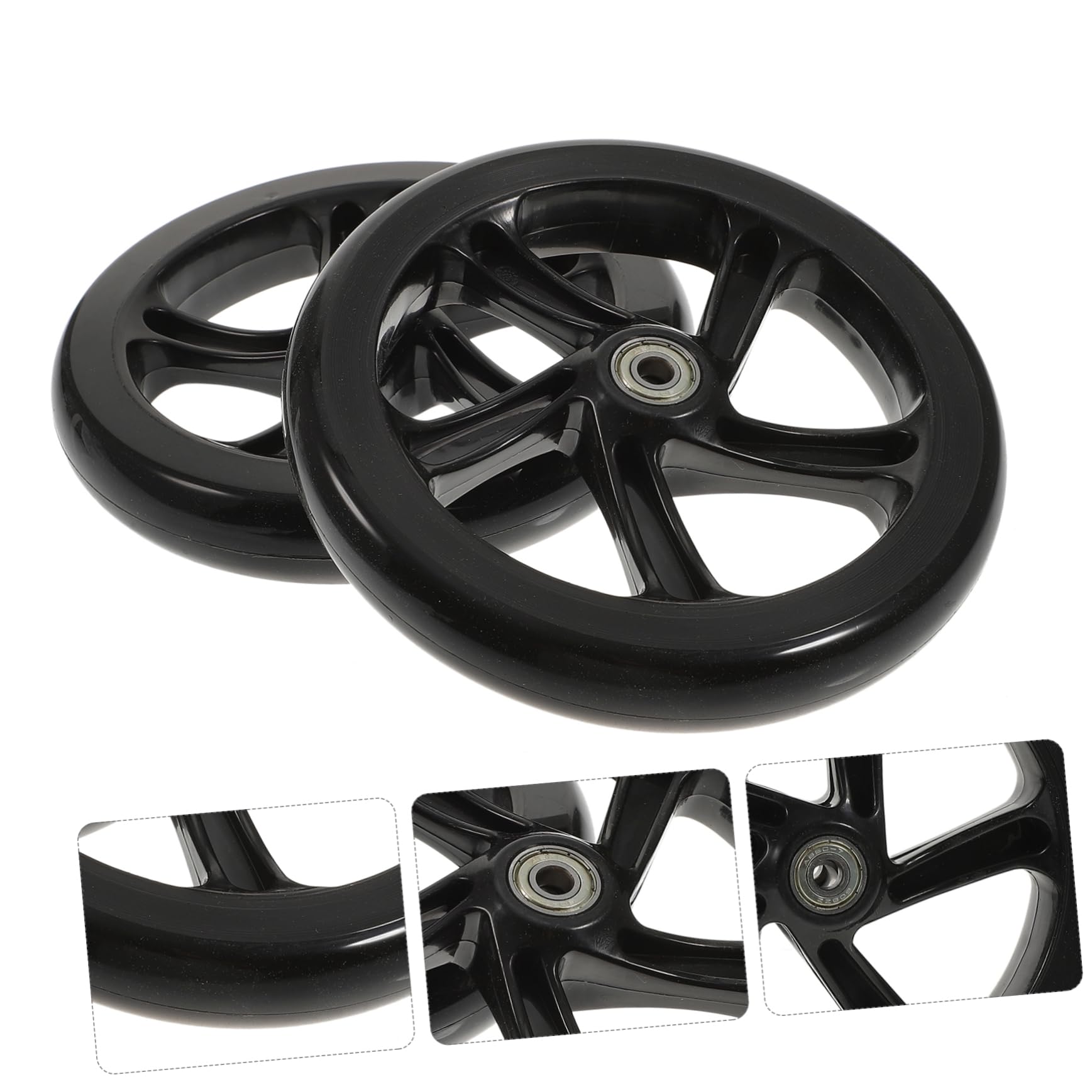 Ruote di Ricambio per Monopattino in Pu 180mm Cuscinetti, 2 Pezzi | Nero, Alta Elasticità e Resistenza All'usura, per Piazze e Strade, Accessori Scooter