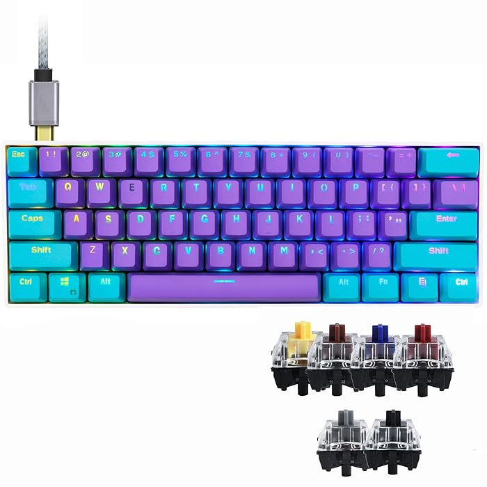 Buy Gk61 60 Percent Keyboard with Silver Speed Switch SK61 RGB Mini