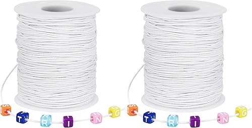 Vista 8 de Cordón Elástico Negro, 328 Pies 2mm de Hilo Elástico para Pulsera, Collar, Fabricación de Joyas, Cuentas y Manualidades