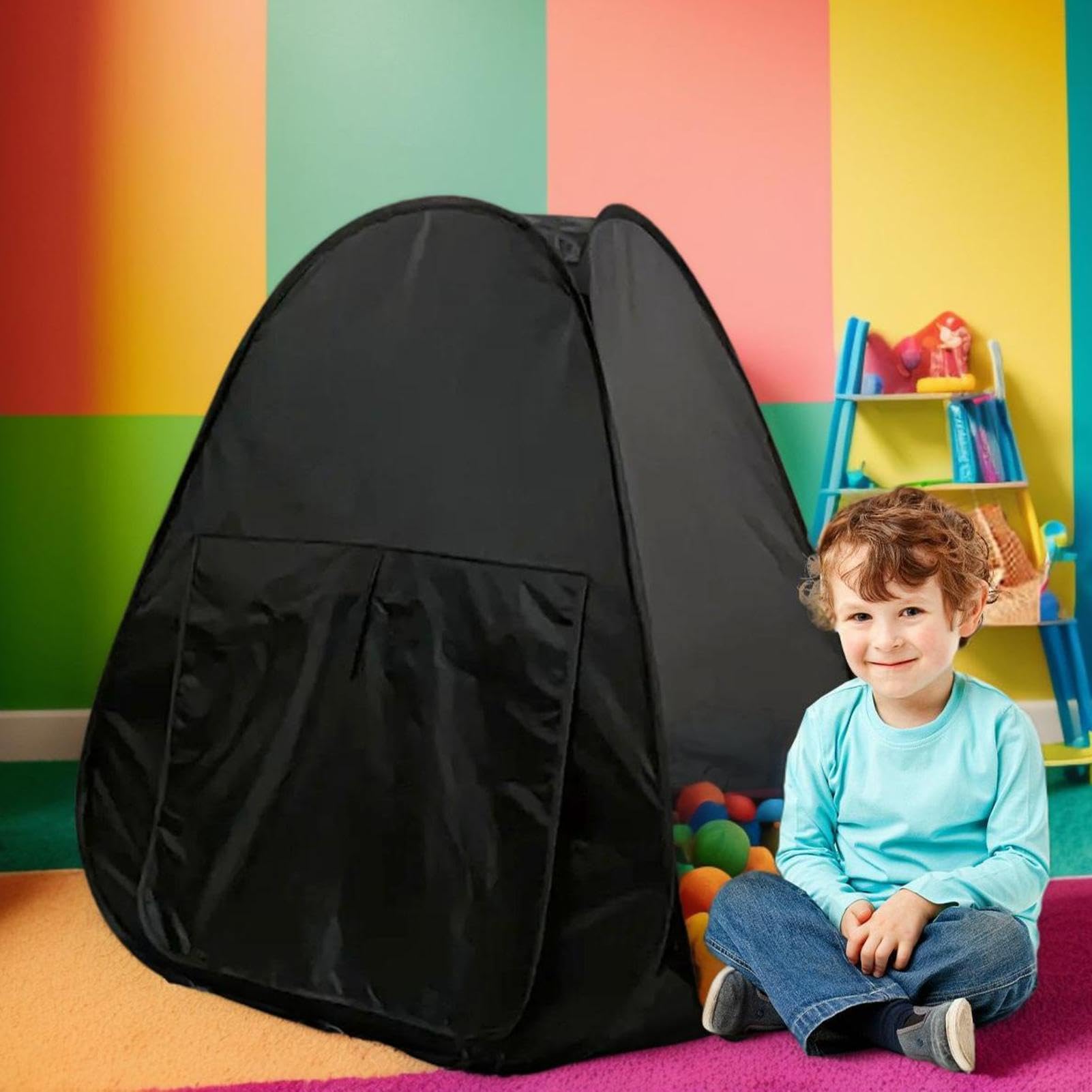 Sensory Tent – Children Calming Corner Play Hideaway Tent, Kids Educational Play House | Black Cloth, Indoor Outdoor Sensory Safe Focus Emotional Regulation Shelter for Boys Girls Calming