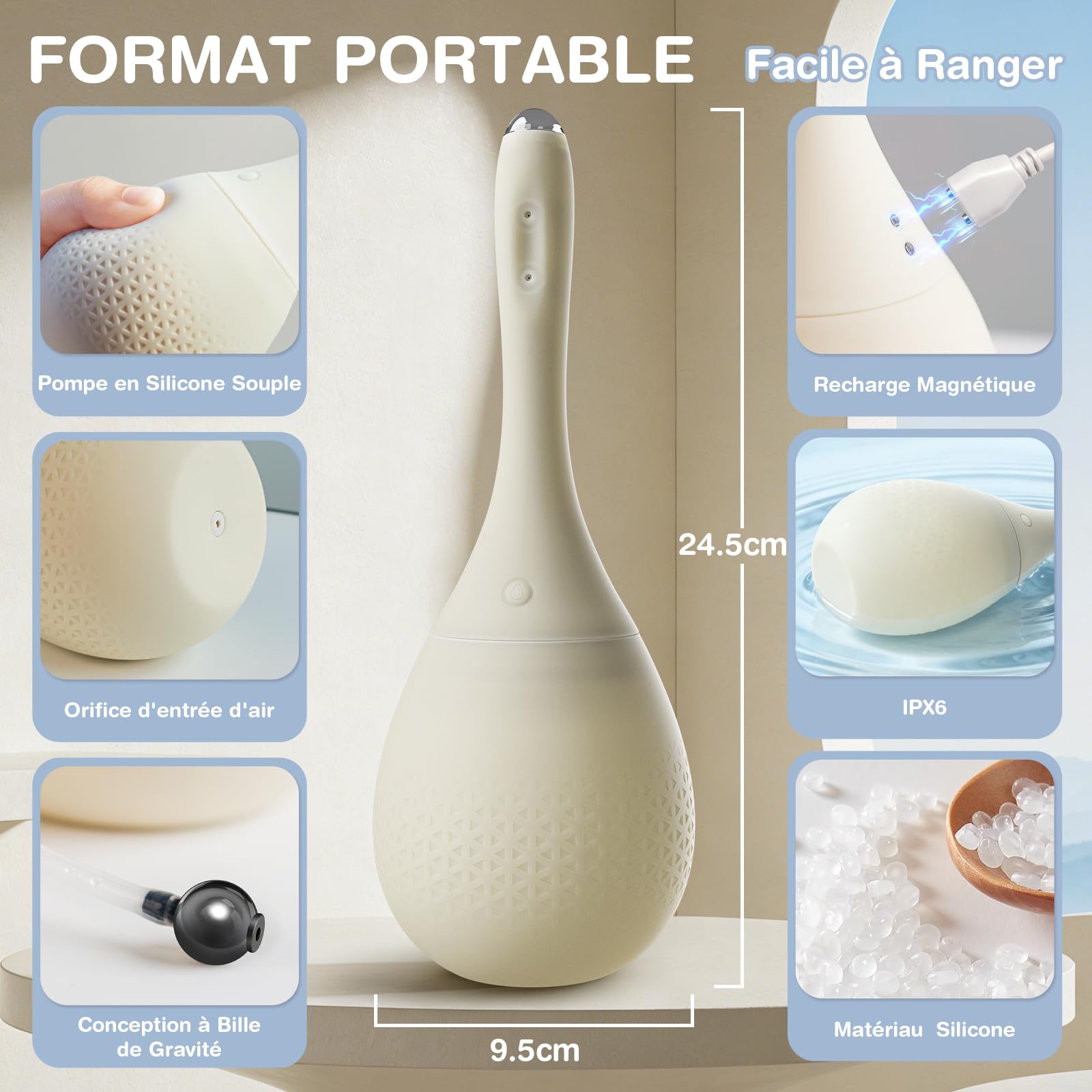 Douche Anale Poire à Lavement Automatique avec Caméra, 420ml Lavements électriques pour le Nettoyage du Côlon, Douches en Silicone Contrôle de APP Nettoyant