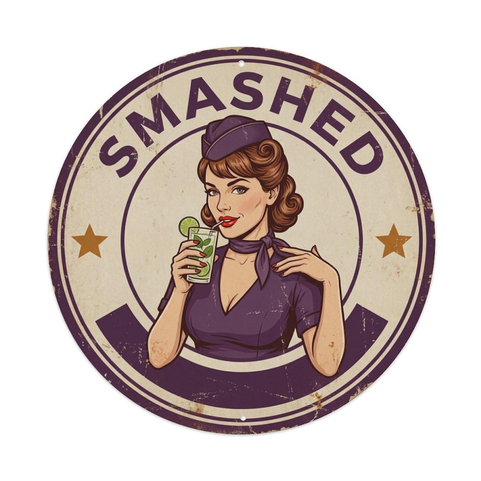 Flight Attendant Smashed Wine Saying Metal Tin Sign