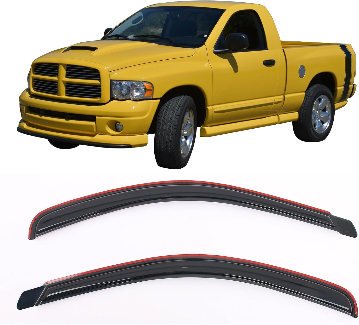 IKON MOTORSPORTS in Channel Window Visors Compatible with 2002-2008 Dodge Ram 1500 & 2003-2009 Ram 2500 3500 Standard Cab, Acrylic Smoke/Tinted Rain Guards, Side Window Wind Deflectors 2PCS
