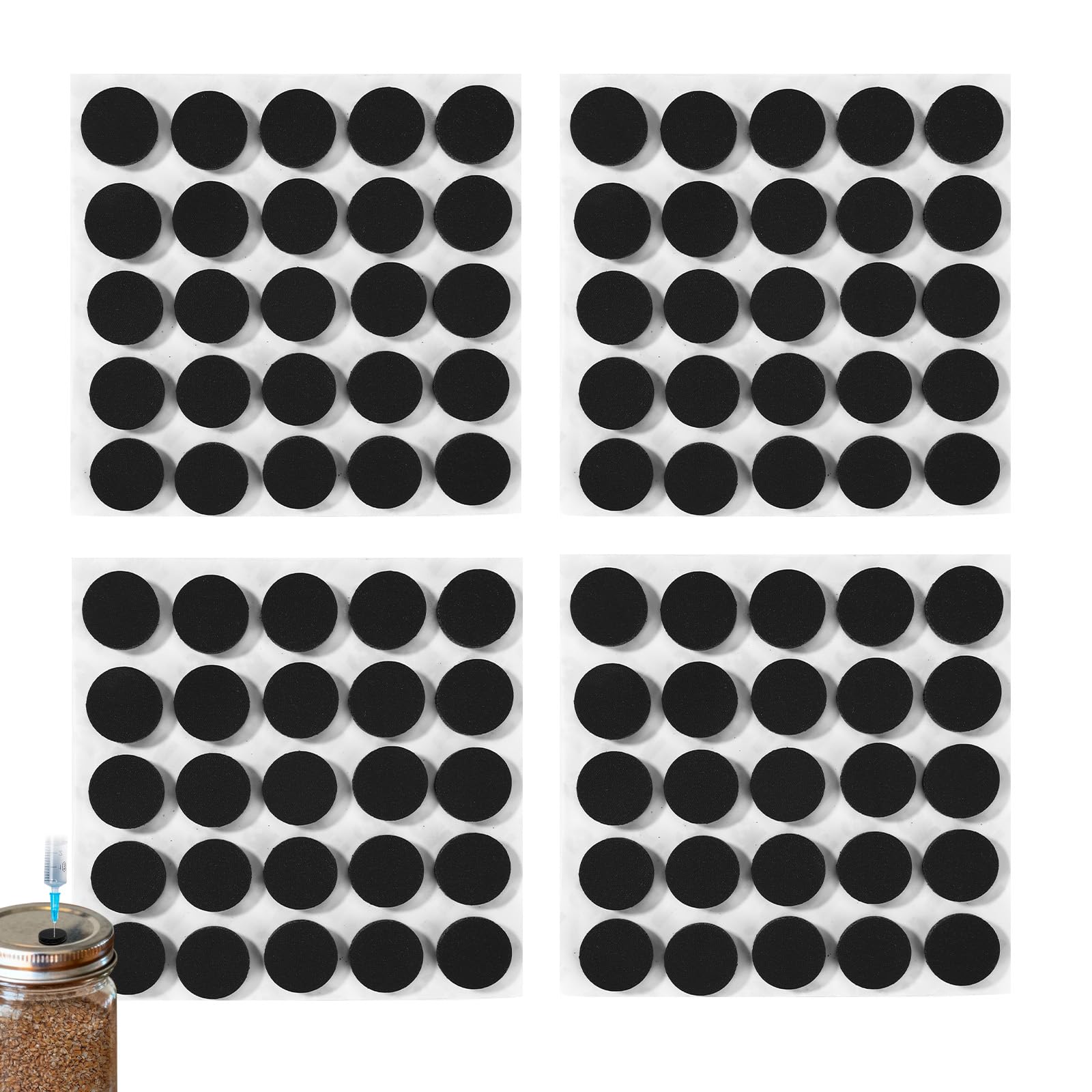 100uds Puertos Inyección Autocurativos, Puertos Inyección Negros Espuma Silicona Suministros Cultivo Setas para Bolsas Cultivo Bolsas de Grano Espora y Suministros