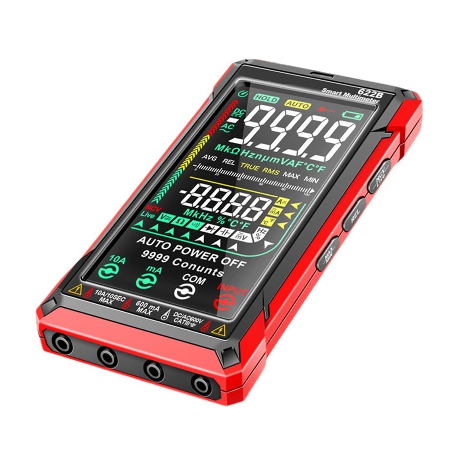 622B Inteligentny Multimetr True Auto Zakres 9999 Count Prąd DC/AC Multimetro Amperomierz Woltomierz Cyfrowe Narzędzie Do Testowania Napięcia Bezpieczny, Praktyczny, DokłAdny