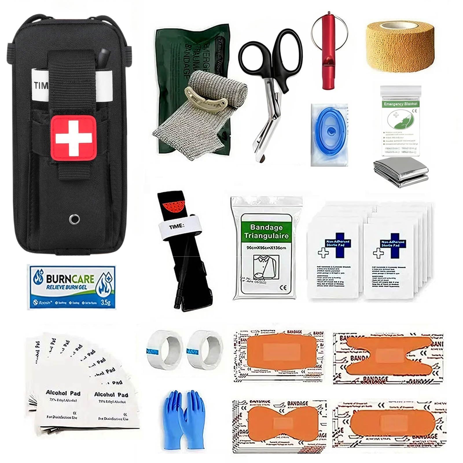 Kit Di Pronto Soccorso E Traumatologia IFAK Con Laccio Emostatico, Benda Israeliana Da 4 Pollici, Stecca, Kit Di Pronto Soccorso Tattico Per Auto, Campeggio, Escursionismo E Viaggi