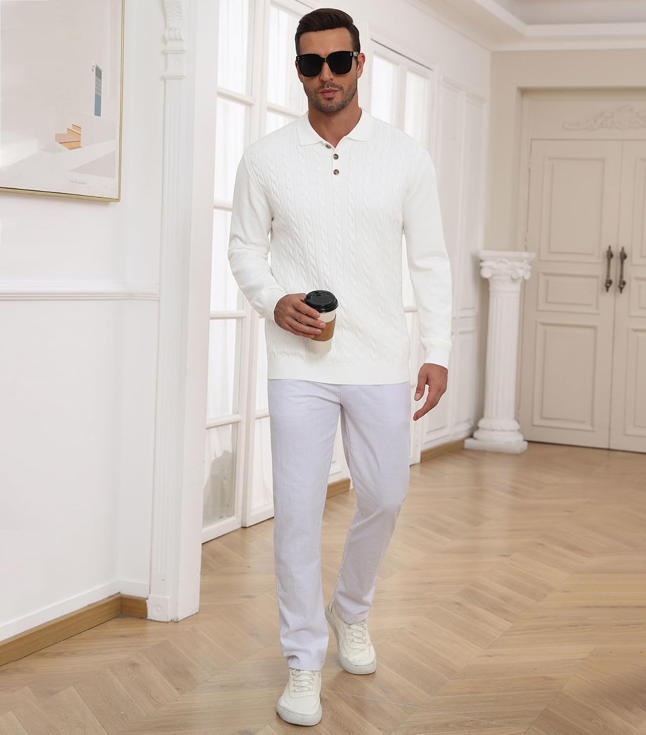 Lexiart Men's Cable Knit Sweater Long Sleeve Twist Patterned Warm Casual - Image 2