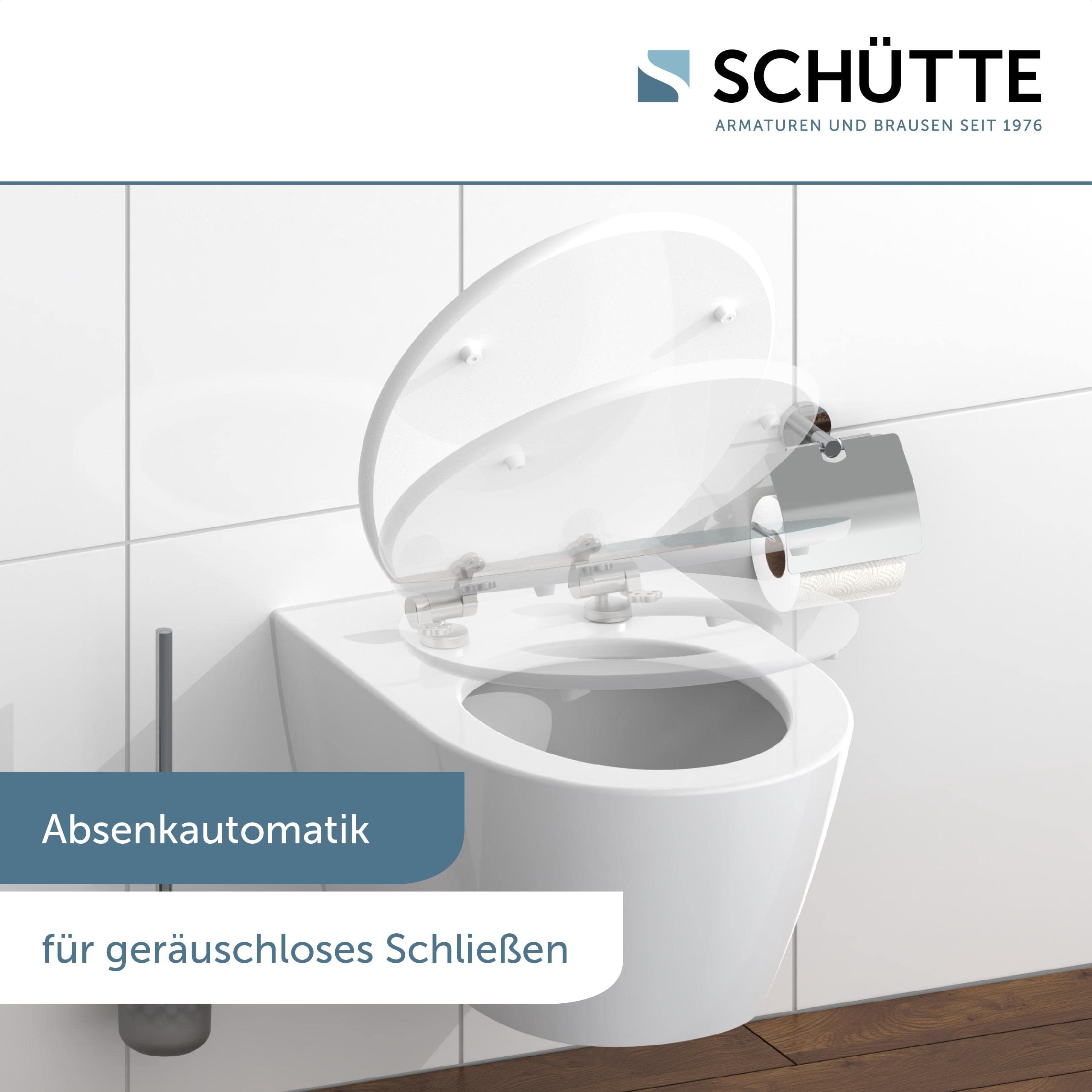 SCHÜTTE 80539 - Sedile copriwater in MDF con anima in legno High Gloss, motivo Poliside, con abbassamento automatico