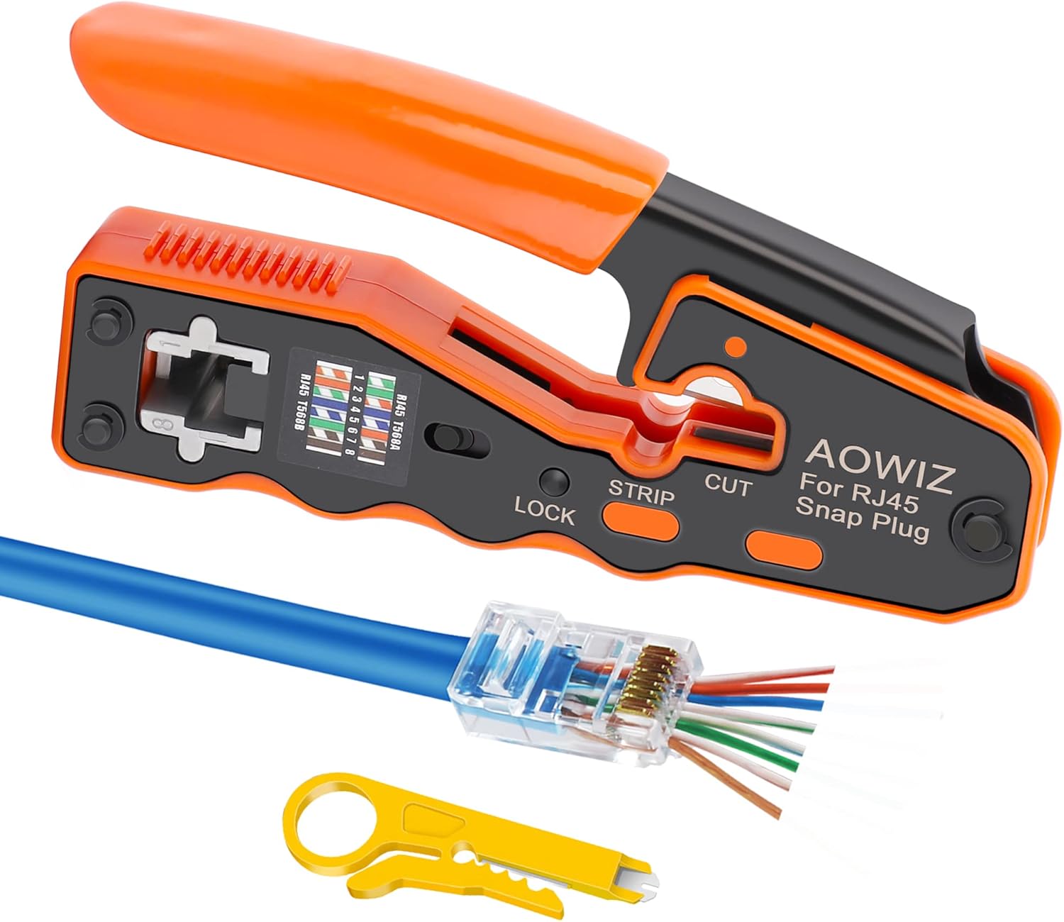 AOWIZ RJ45 Crimp Tool Pass Through Crimper Tool for RJ45