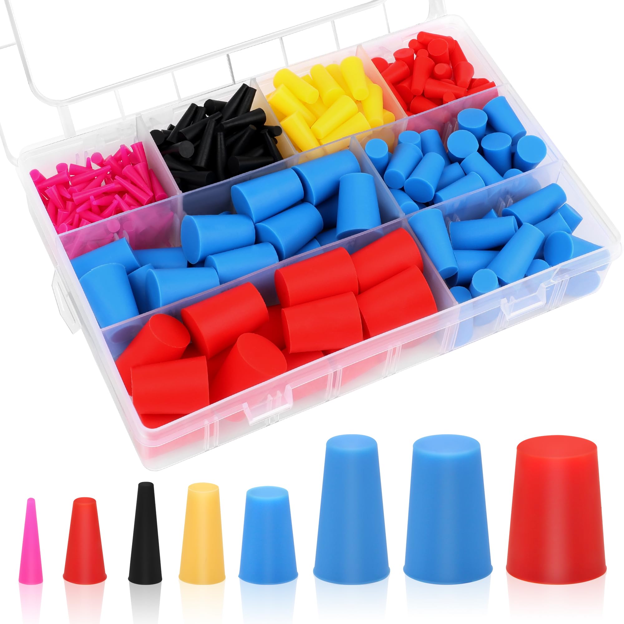 Silicone Rubber Stoppers - 260 Pcs, 8 Sizes -9