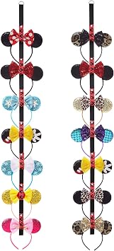 Obavioy 2PCS Mouse Ear Holder Headband Organizer Hanging Wall Display Decor | Polka Dot Vertical Headpiece Hanger, Hair Bow Accessories Storage, Room Decoration, Easy Install, Compact Portable