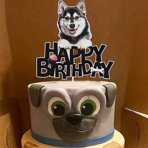 Miniatura 8 de KEWEYA Decoración para pastel de feliz cumpleaños para perro, decoración de pastel con temática de mascota, pastor alemán, suministros de decoración
