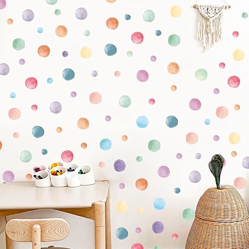 Miniatura 1 de 246 calcomanías de pared de lunares arcoíris para niños, coloridos adhesivos de pared para despegar y pegar, calcomanías de pared para guardería,