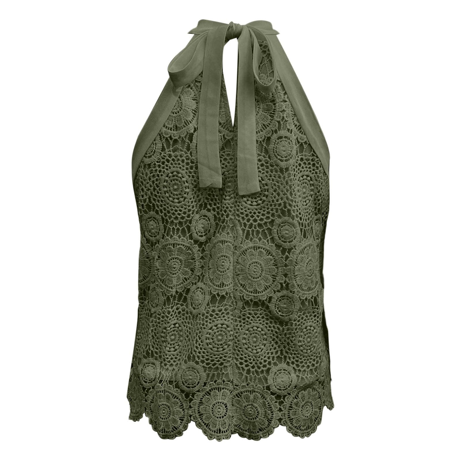 Canotta da donna in pizzo, scollo rotondo, senza maniche, sexy, stile bohémien, stile casual, estivo, maglione, maglione, casual, abbigliamento per il tempo libero, gite in città, feste in