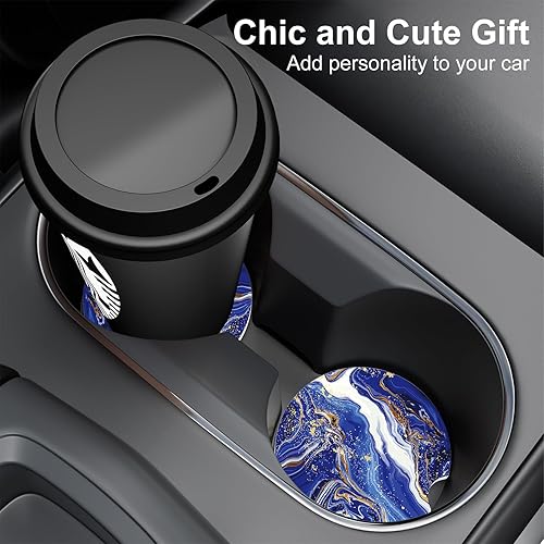 Miniatura 6 de Portavasos para automóvil, posavasos para portavasos de automóvil, paquete de 4 unidades, insertos antideslizantes universales de cerámica