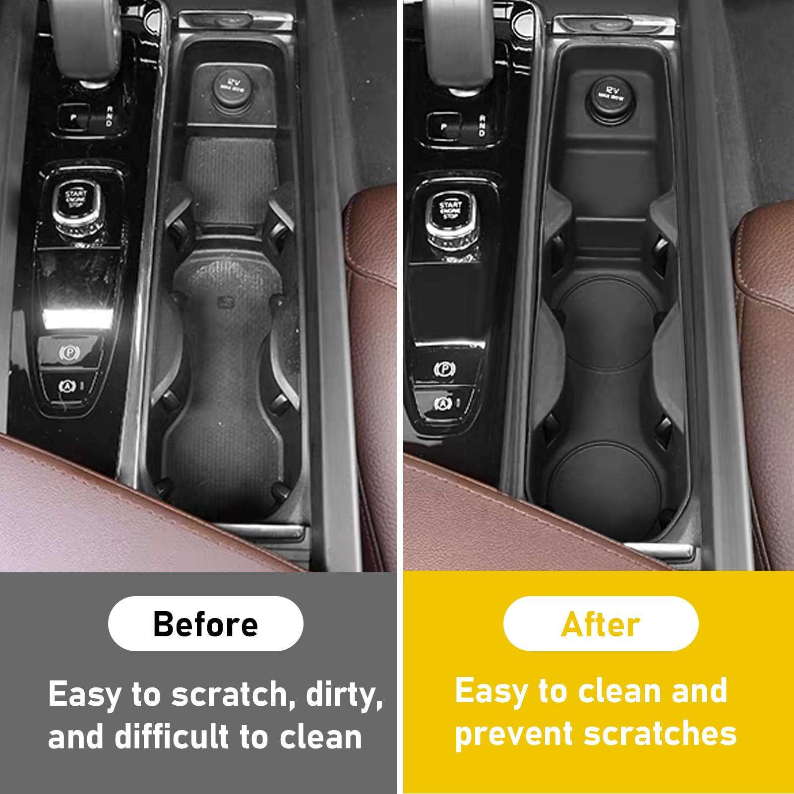 Compatibile con Volvo XC60 XC90 S60 S90 Console Centrale Portabevande 2019-2025 Portabicchieri XC60 XC90 S60 S90 Supporto in Silicone
