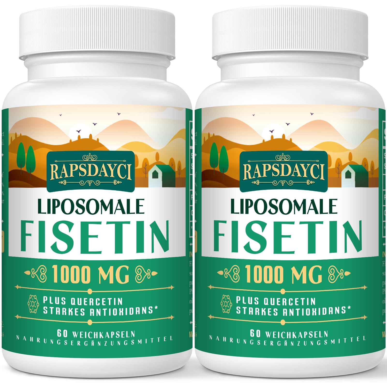 Fisetin Liposomal avec Quercetin 1200 mg - Antioxydant Efficace pour une Santé Optimale (60 Unités (Lot de 2))