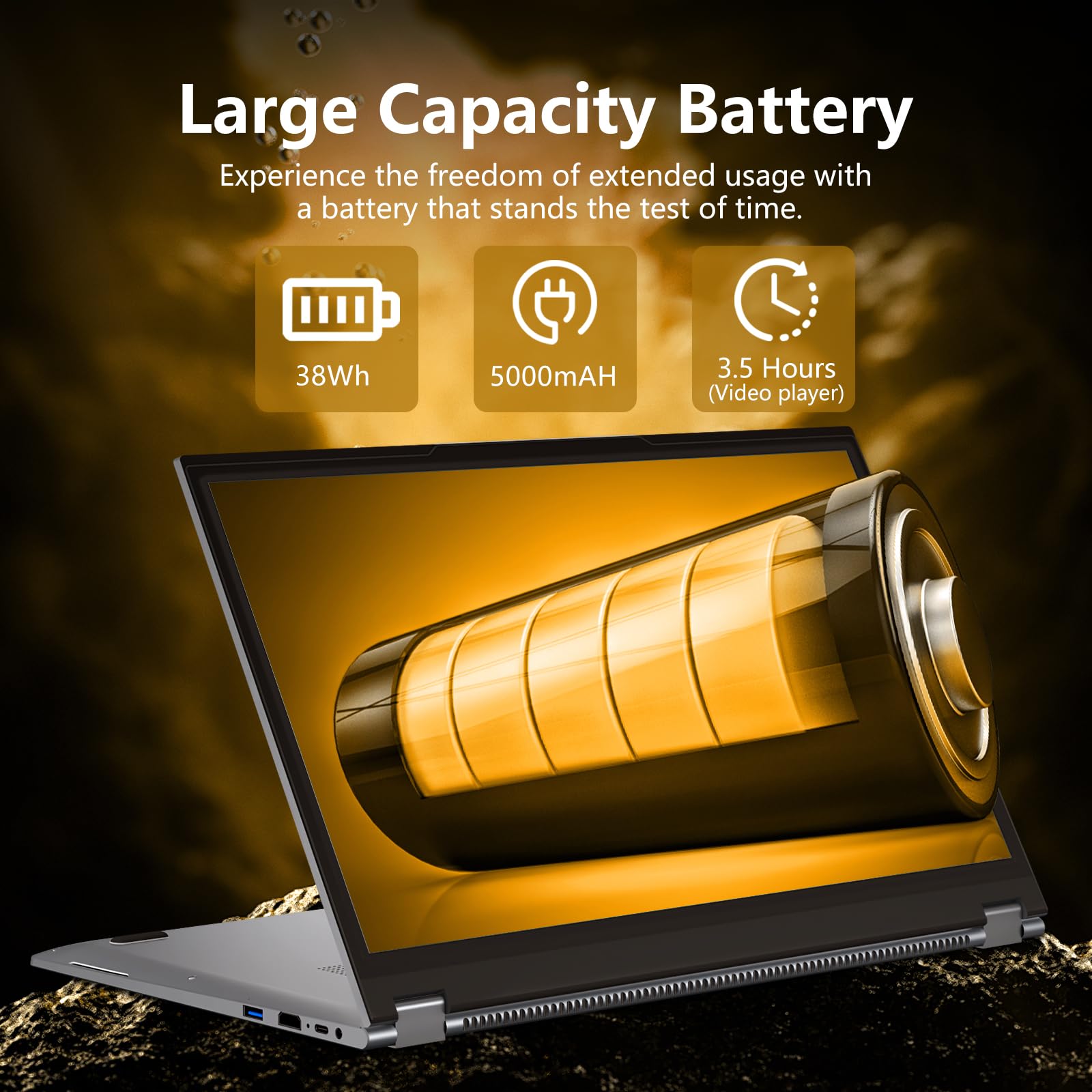 15,6 Pollici Portatile PC 2 in 1, Ryzen 3 3200U CPU, Notebook 16 GB RAM SSD 512 GB, Laptop con display IPS 1920x1080, RJ45, Type-C, USB 3.0, ultra sottile e leggero Computer portatile