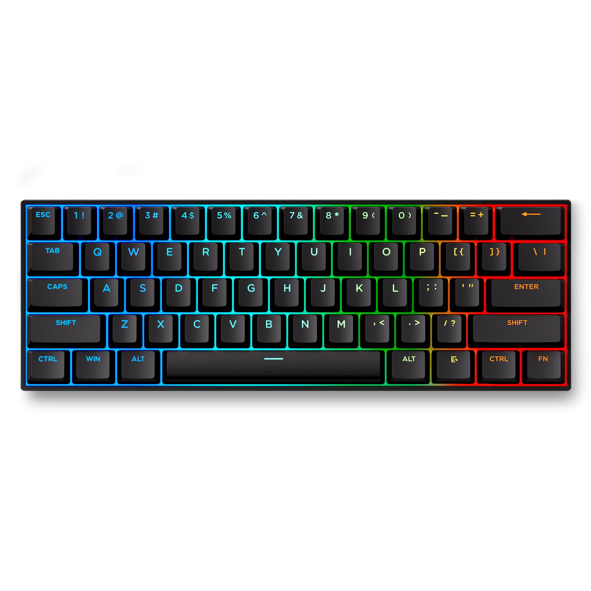 FOXMM x MCHOSE Ace60 HE Tastiera Gaming 60% RGB Cablata, Rapid Trigger 8000Hz, Interruttore Magnetico con Effetto Hall Ice Blue, Corsa Regolabile Ultra Precisione 0,005 mm, per Giochi FPS, Nero