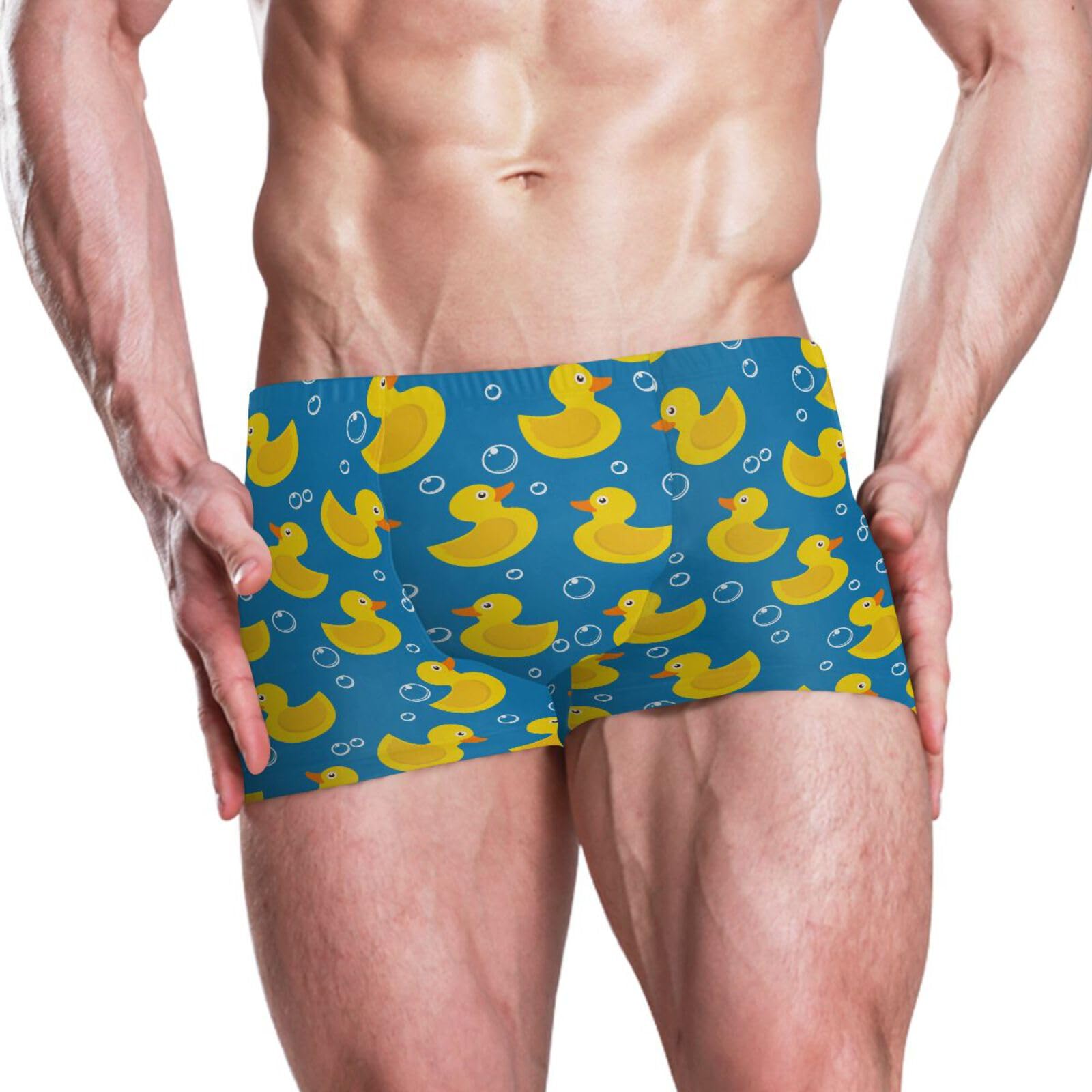 JHKKU Men's Yellow Rubber Duck Swim Trunk Square Leg Swim Briefs Athletic Quick Dry Swimwear Bathing Suit XXL