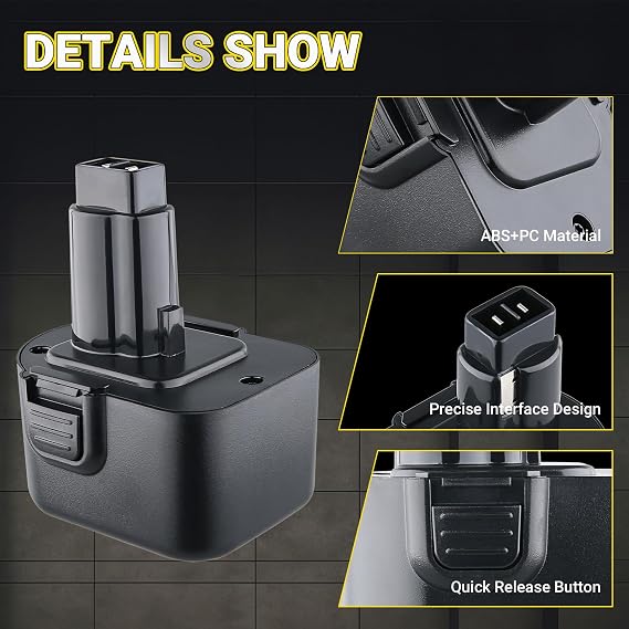 2-Pack 12V 4.8Ah NiMH Replacement for Dewalt DC9071 DE9074 DE9501