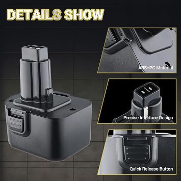 2-Pack 12V 4.8Ah NiMH Replacement for Dewalt DC9071 DE9074 DE9501