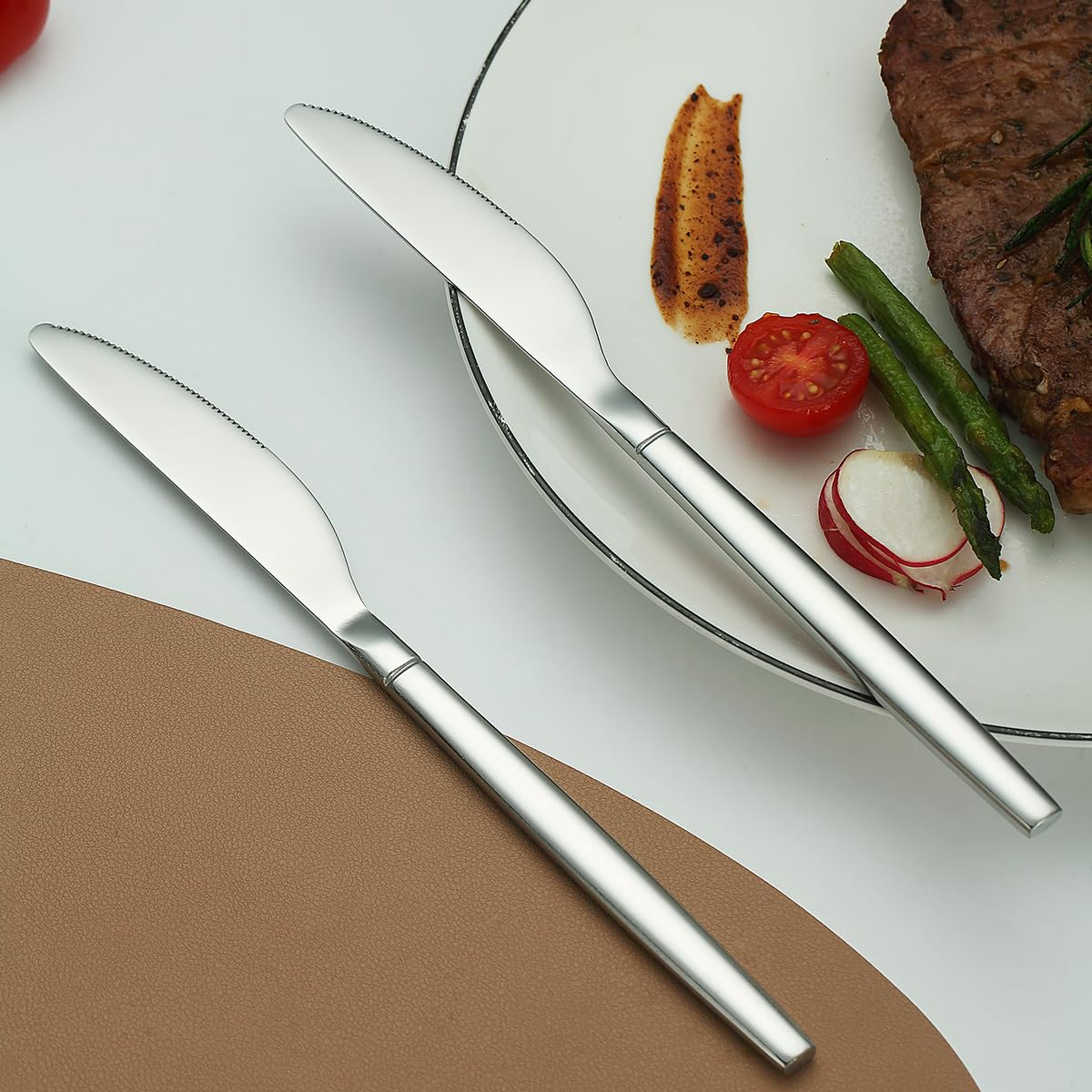 Berglander coltelli da tavola da 12 pezzi, coltello da cena moderno in acciaio inossidabile, coltello da burro, ideale per la casa, ristorante, hotel, matrimonio, lavabile in lavastoviglie