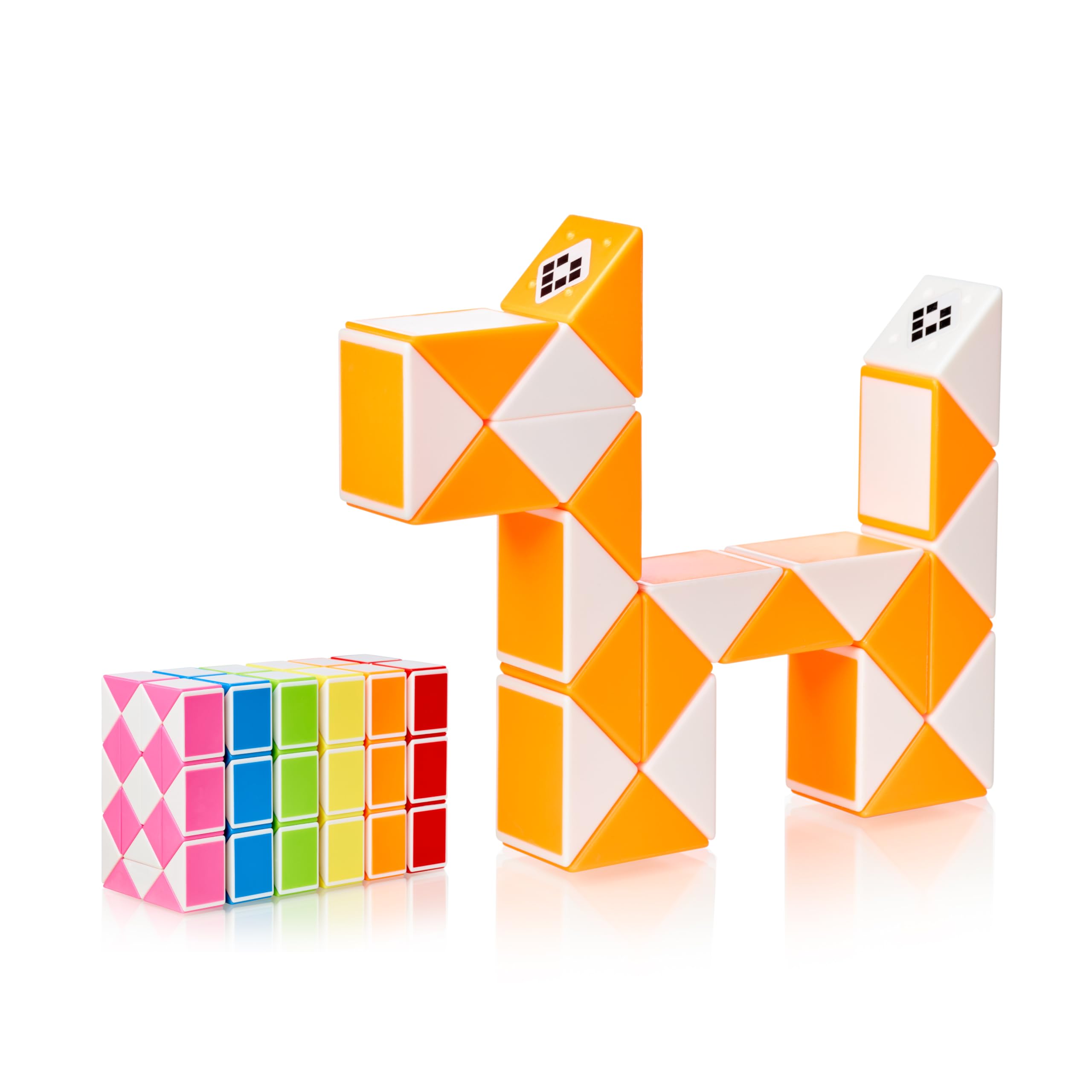 CUBIDI® Original Magic Snake - 24 Blöcke Orange | Knobelspiele für Kinder & Erwachsene | Ideal als Mitgebsel Kindergeburtstag Gastgeschenke oder kleine Geschenke für Kinder