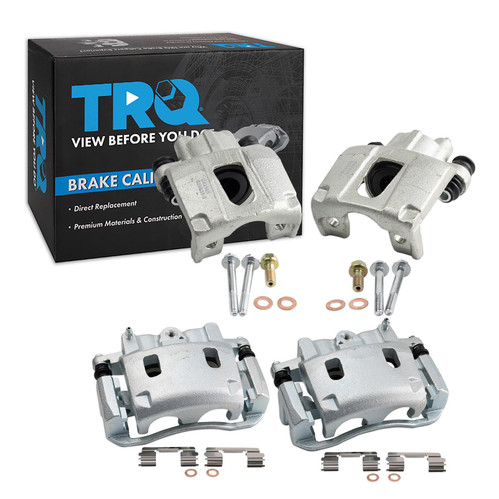 TRQ Front and Rear Brake Caliper Set Zinc Coated Brackets Compatible with 2004-2006 Infiniti QX56 2004 Nissan Pathfinder Armada 2004-2007 Nissan Titan 2005-2006 Armada