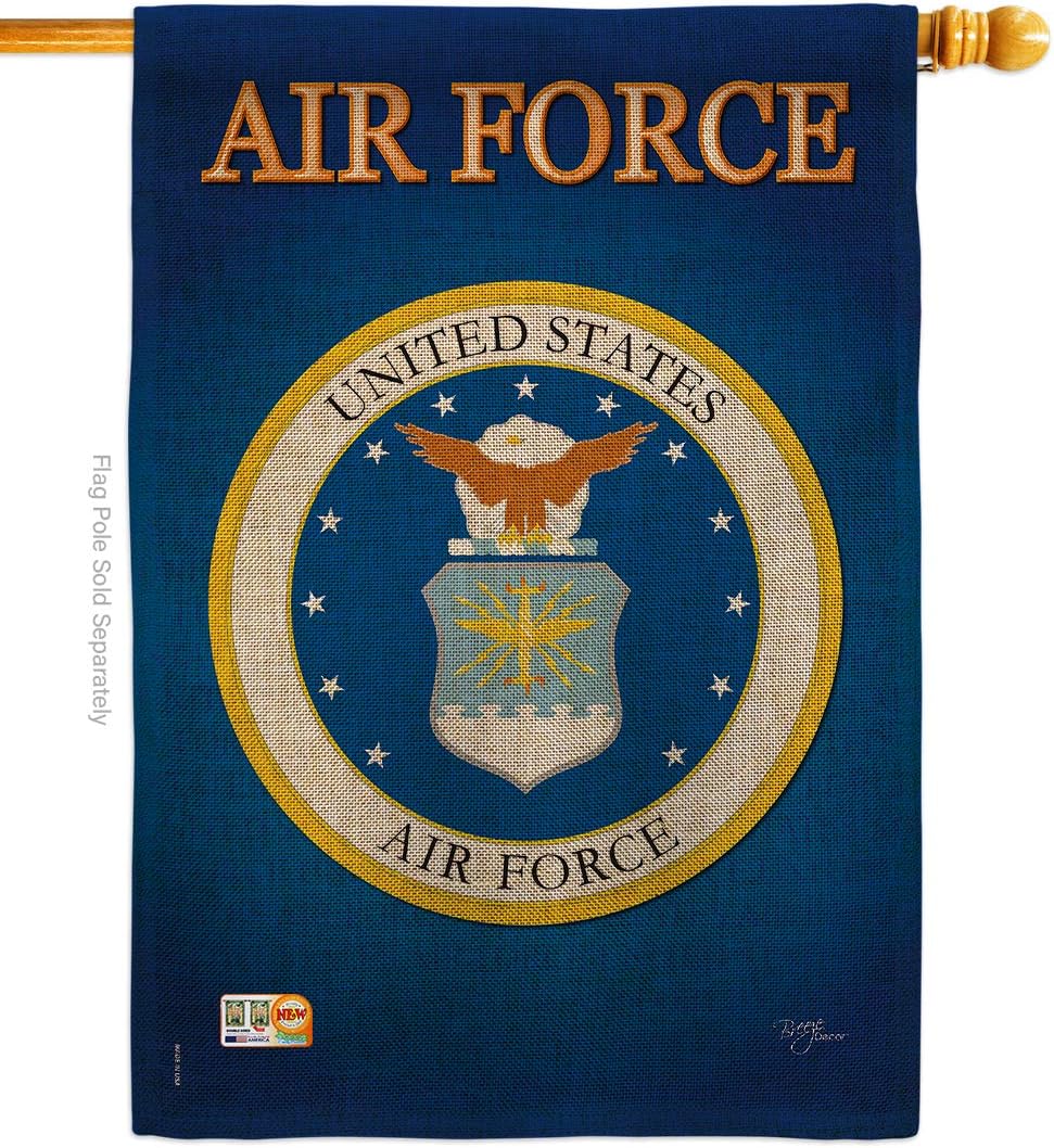 Air Force Burlap House Flag Armed Forces USAF United State American Military Veteran Retire Official Small Decorative Gift Yard Banner Double-Sided Made In USA 28 X 40