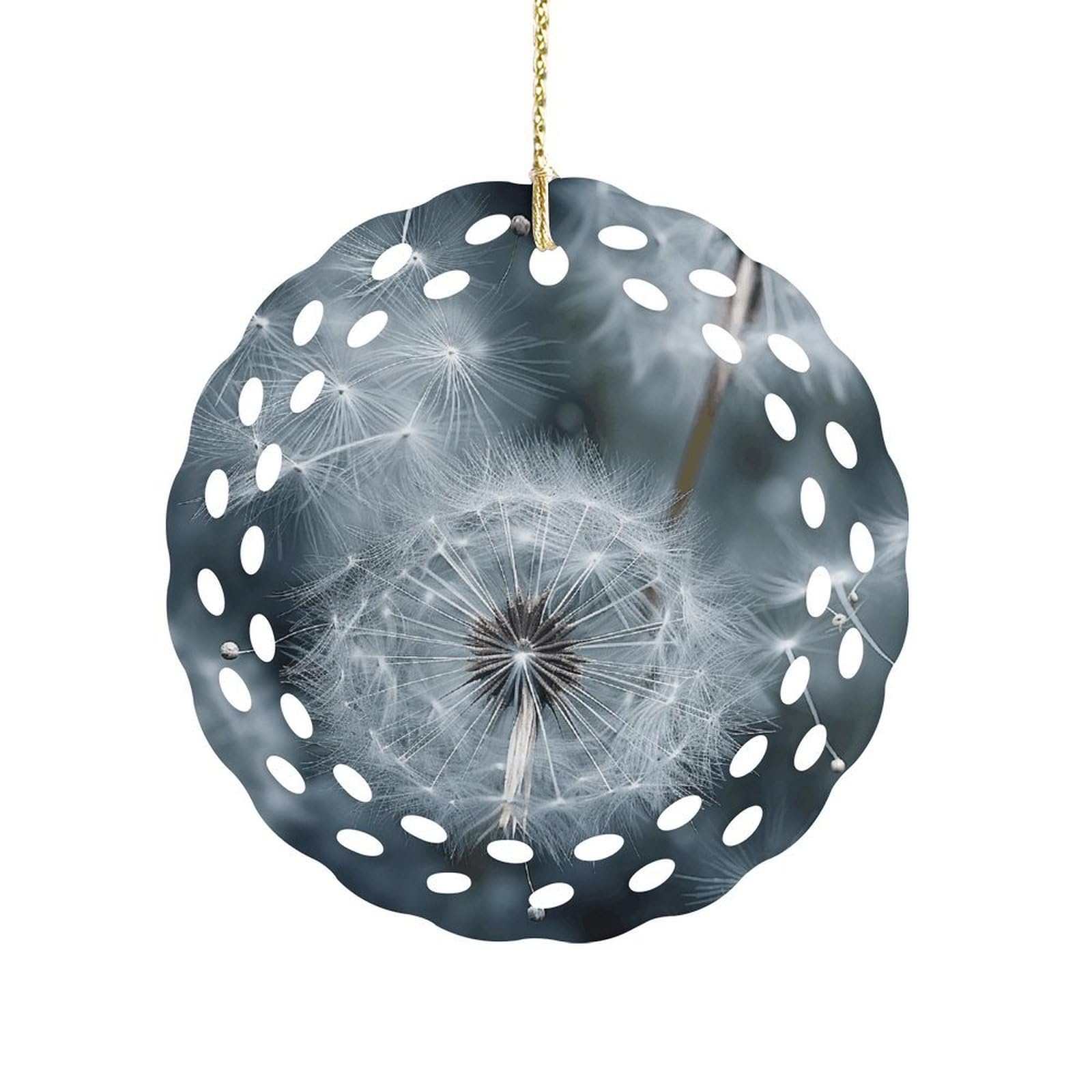 Btcowzrv Style Dandelion Seeds Pictures Ceramic Ornament,Round Ornaments With Hole Easy To Hang,Hanging Ornament For Wedding Party Home Window Garden Christmas Day Decor