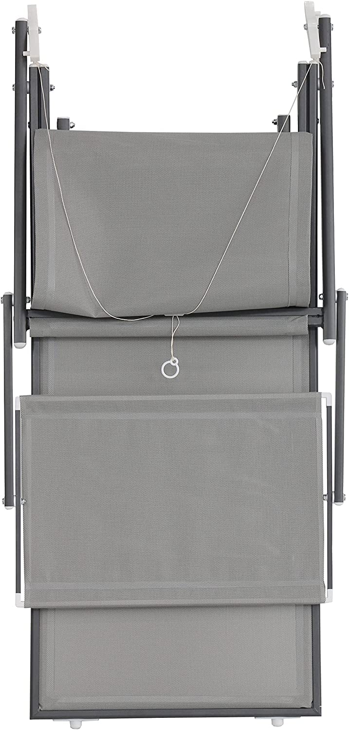 Estosa - Lettino prendisole con struttura in alluminio colorata e textilene, robusto e leggero, adatto per stabilimenti balneari, piscine, giardini, terrazze (Grigio/alluminio grigio PACCO DOPPIO)
