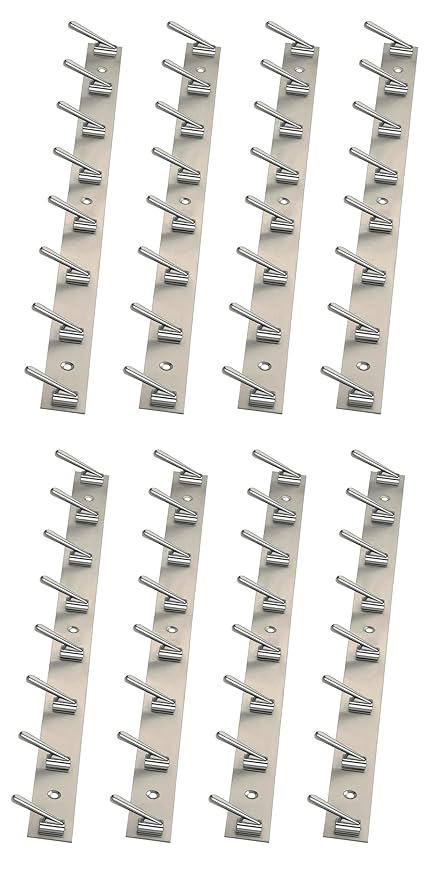 PROMIXO Stainless Steel 8 Pin Bathroom Clothes Hanger | Hanger for Door | Clothes Wall Mounted,| Hooks Rail for Hanging Keys,Cloth,Towel, Accessories (Pack of 8)