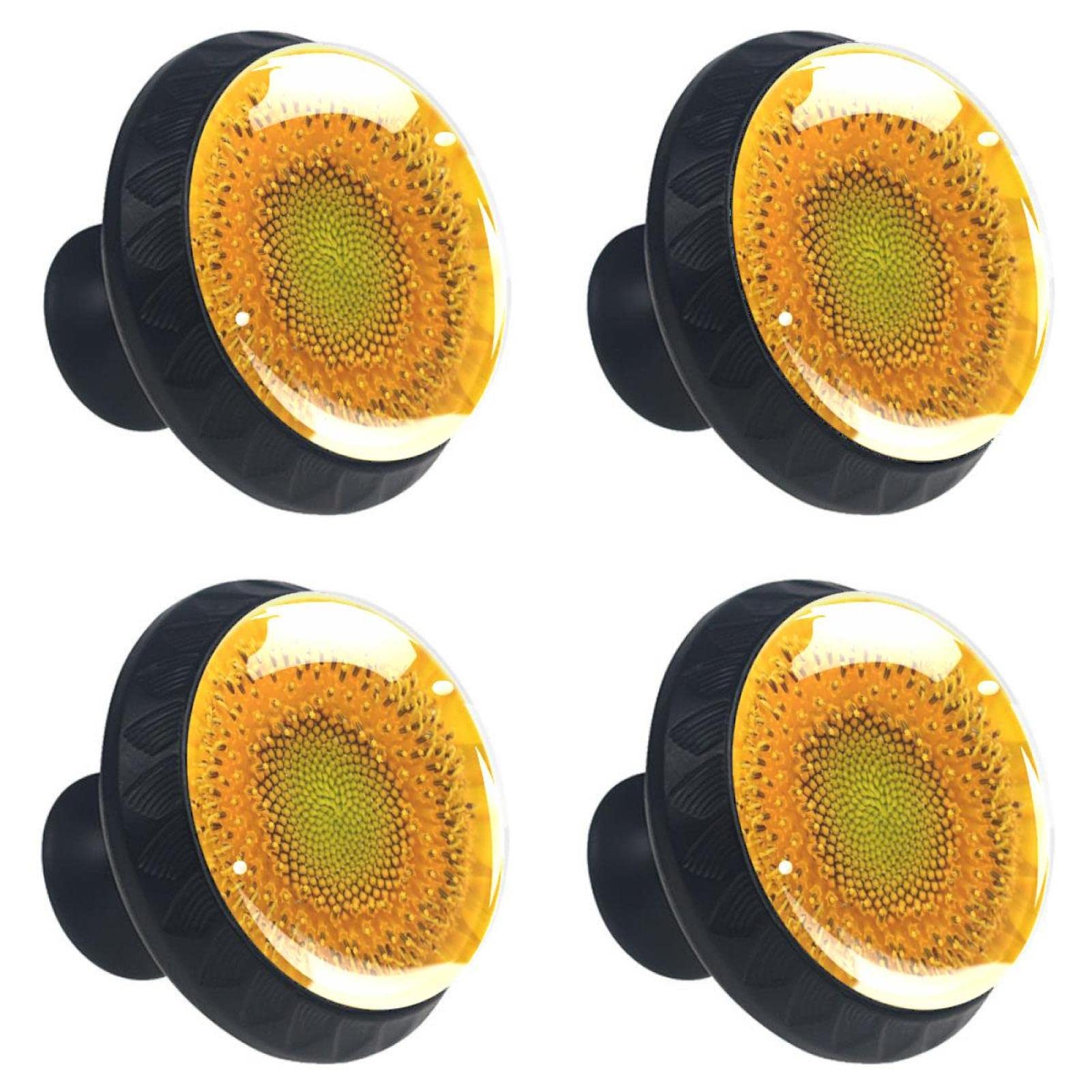 Boutons de tiroir tournesol jaune x4 avec vis de fixation incluses