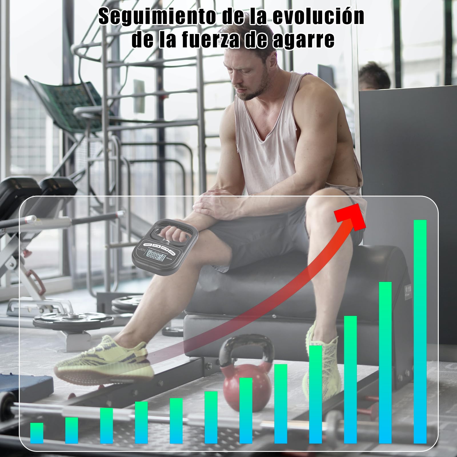 Dinamómetro de Mano Digital Automático 180KG Medidor de Fuerza de Agarre Electrónico Pantalla LCD