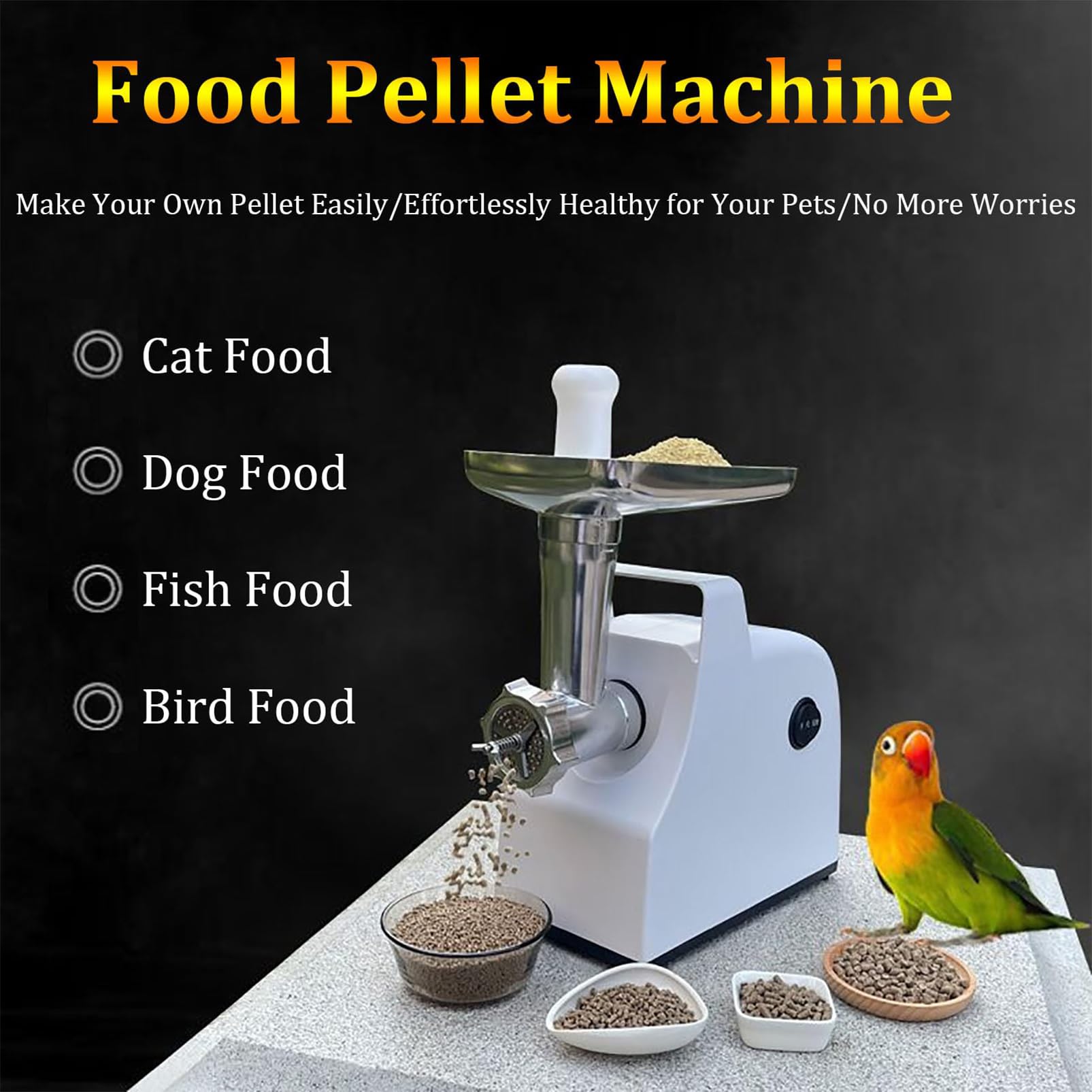 Máquina eléctrica de pellets de alimentación para animales, 500 W, máquina de pellets de alimentación de aves de corral con placas de 2,5/5,0/7,5 mm, granulador de alimentos para mascotas, para