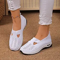 Tênis de caminhada feminino: respirável, confortável, antiderrapante, leve, suporte de arco, perfeito para uso interno/externo, primavera/verão/outono, branco, tamanhos femininos dos EUA