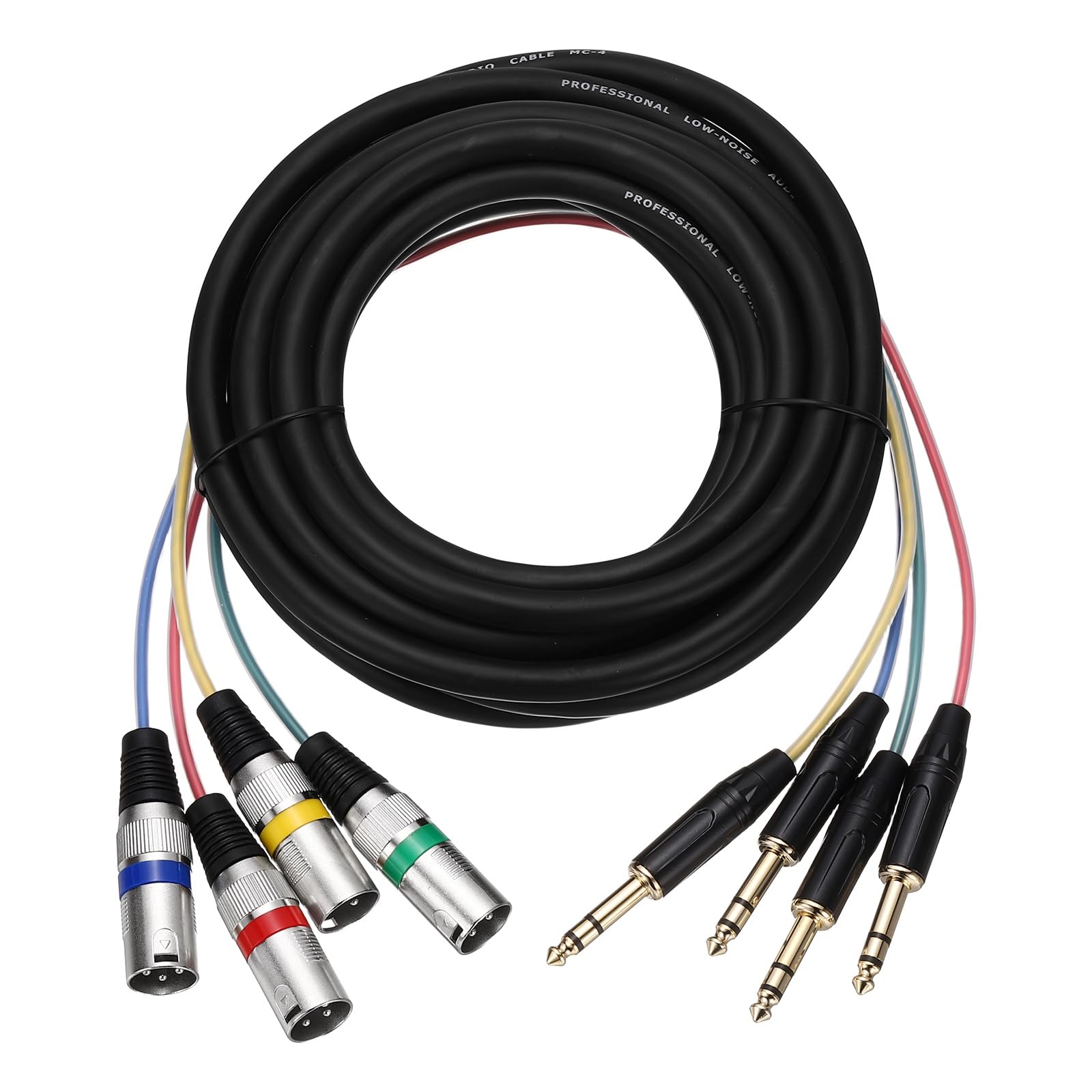 QUARKZMAN 1 Unidad Cable Multicable XLR 4 Canales 4 XLR Macho A TRS 6.35 Cable Micrófono Vías Audio Balanceado Escenario Estudio Grabación En Viviente 16.4 Pies