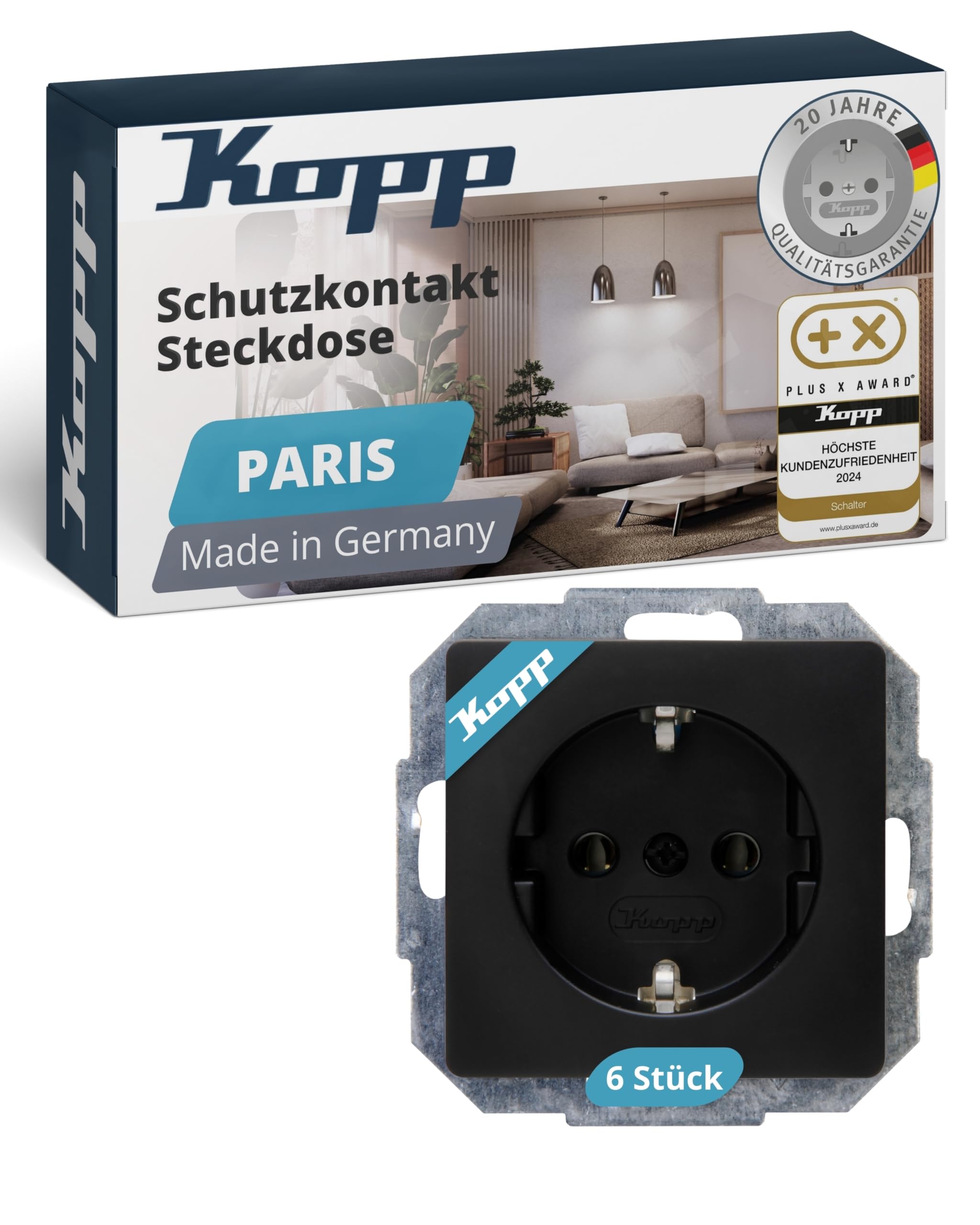 Kopp Einsatz Steckdose Paris black (matt) 920750014