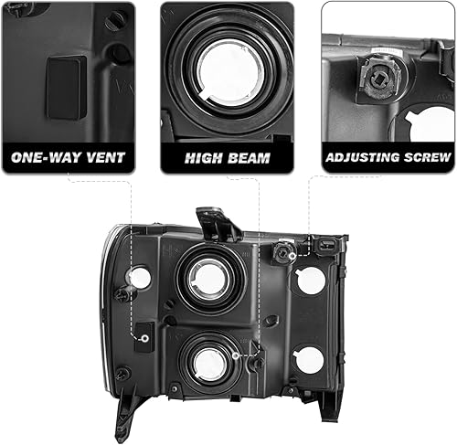 Miniatura 9 de Conjunto de faros halógenos compatible con GMC 2007-2013 Sierra 15002007-2014 Sierra 2500HD 3500HD  09-13 Sierra Hybrid lado del pasajero y del