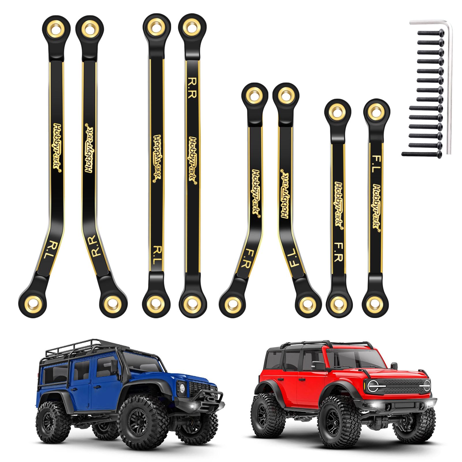 CrazyHobby Brass High Clearance Links For TRX4M Bronco/Defender - Black Gold Upgrade - View #2