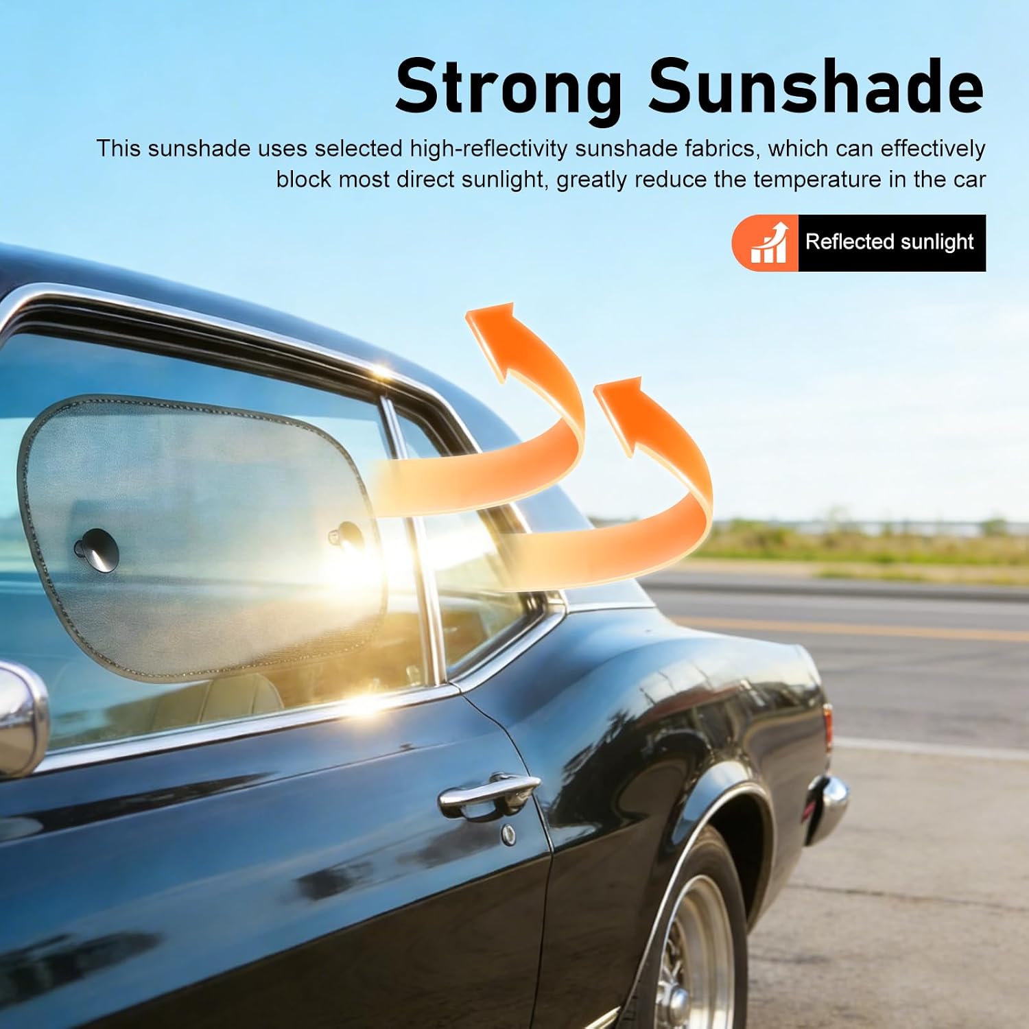 2 Pack Car Window Shades, Universal UV Protection Sunshade for Side Windows, Strong Light Glare Blocking Suction Cup Curtain, Privacy Shield for Baby Sleeping Camping Napping, Fit 98% Most Cars