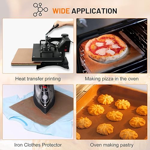 Miniatura 4 de HTVRONT Hojas de teflón para prensa de calor, láminas de teflón PTFE antiadherentes de 12 pulgadas x 8 pies y rollos de vinilo HTV de 12 pulgadas x