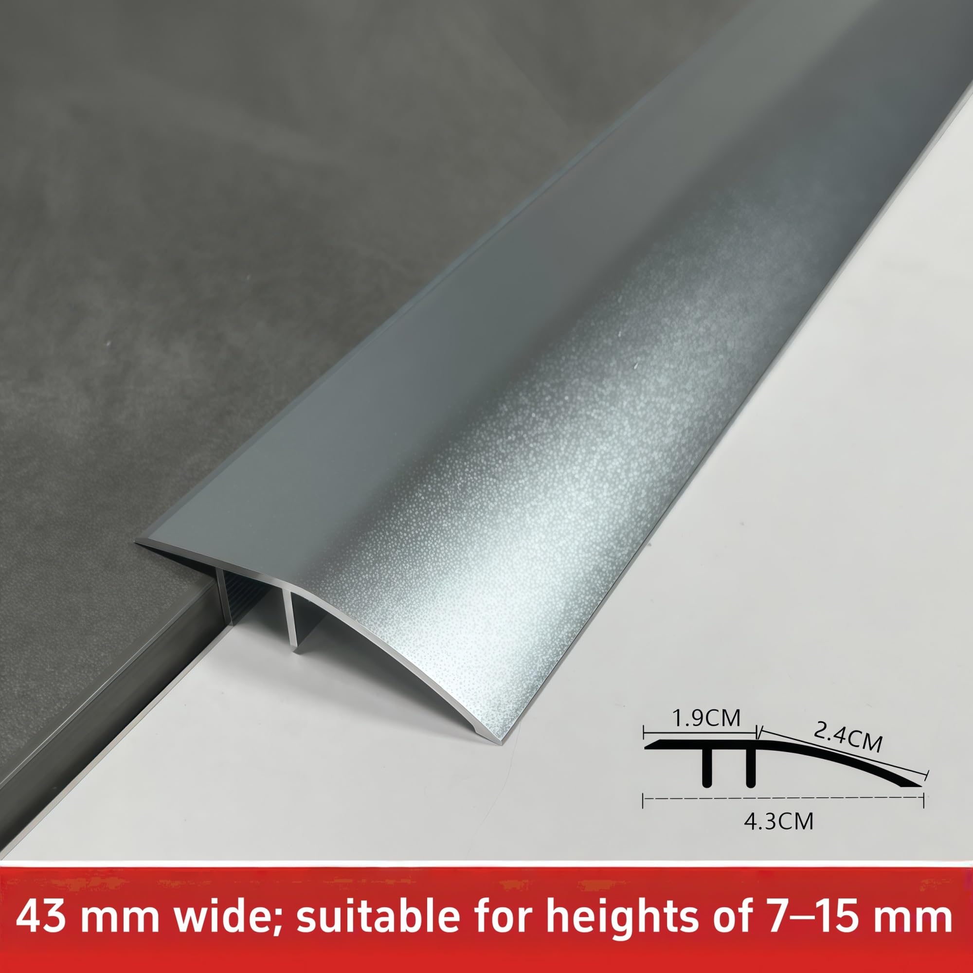 Aluminiowa listwa przejściowa w kształcie litery T Listwa przejściowa do podłogi litej, listwa progowa aluminiowa 2,7 m 43 mm wielokolorowa 3 szt. do płytek laminowanych dywan winylowy(Black)
