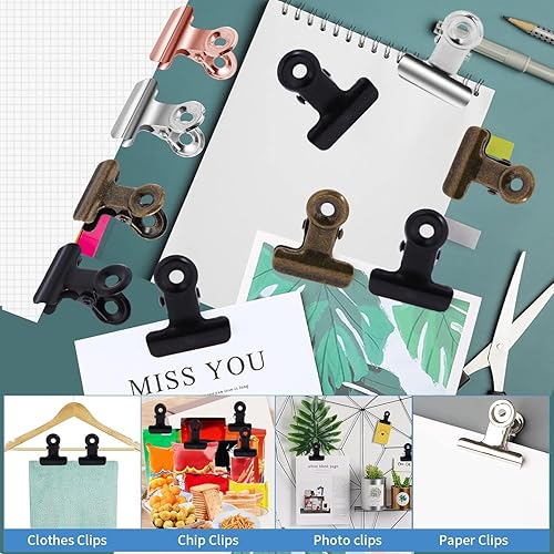 Miniatura 5 de 40 Pack Bulldog Clips,1 Inches Small Metal Clips,Metal Hinge Clips,Photo Clips,Paper File Clips for Crafts,Food Bags,Drawings, Photos at Home